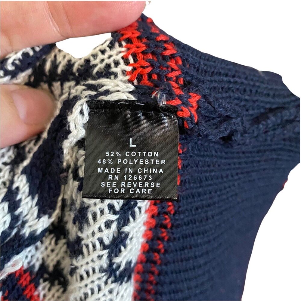 NFL Team Apparel Mens Size Large Sweater Holiday Patriots New England Red Blue - Picture 7 of 9